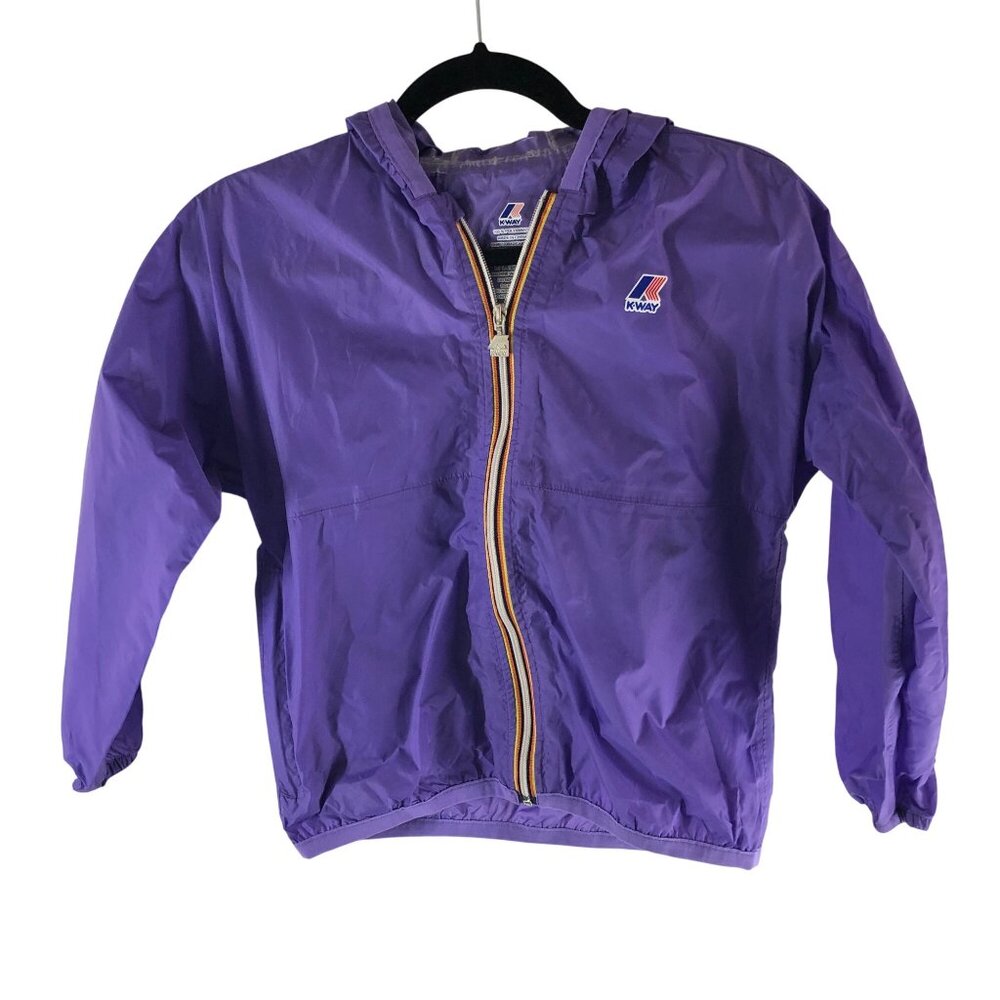 K-way Le Vrai Claude Windbreaker Jacket Waterproof Nylon Purple 8Y